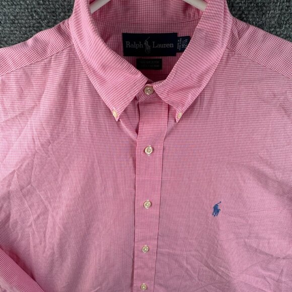 Ralph Lauren Other - Ralph Lauren Long Sleeve Button Up Shirt Cotton Pink Check Yarmouth 16.5 34/35
